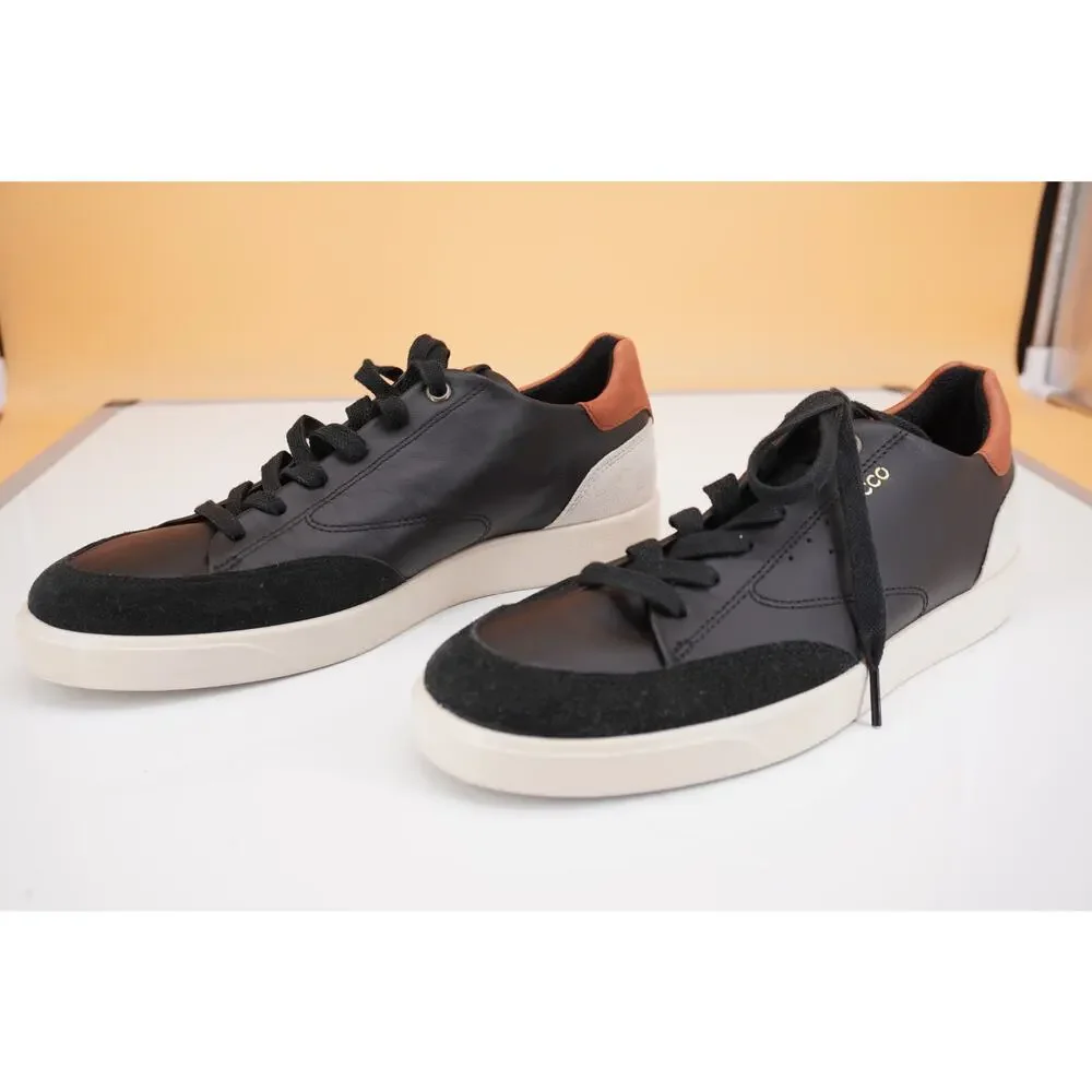 Ecco Womens Street Lite Luxe Leather Sneakers S Z 9 / 9.5 Black Brown Low Top
